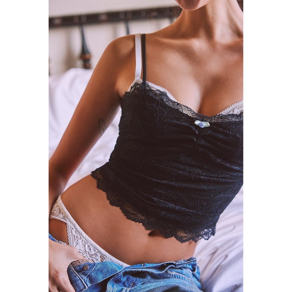 Intimately Free People lace cami | Lacey Essential Crop Camisole top in black